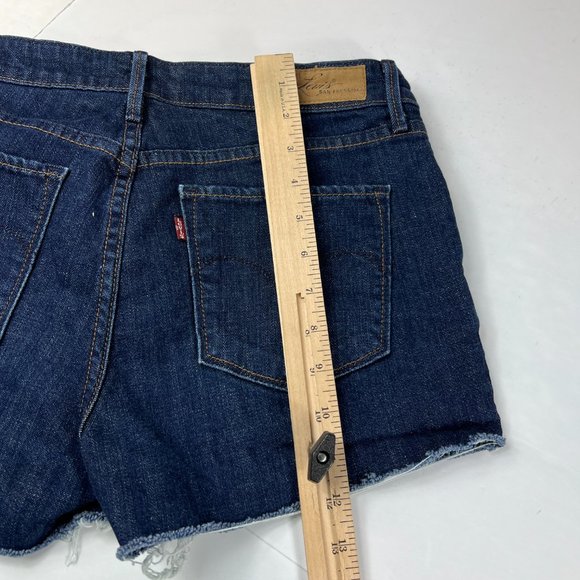 Levi's Jean Shorts Women's 29 Demi Curve Dark Blue Cut Offs Stretch Denim Jorts - Picture 10 of 14